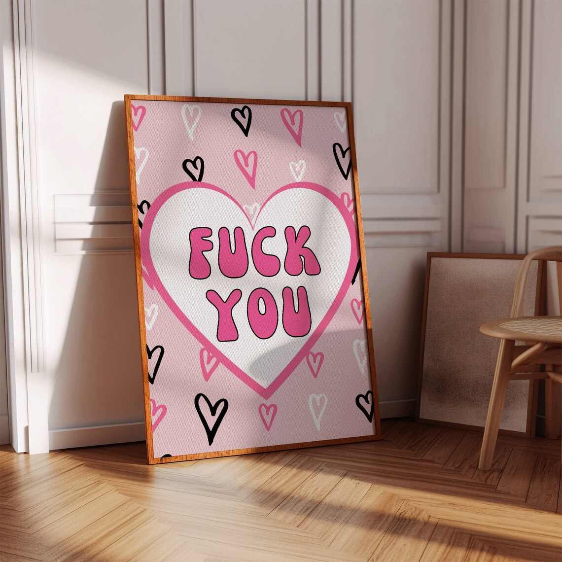 Fuck You Heart Poster Pink Baddie Quote Funny Attitude Decor Art