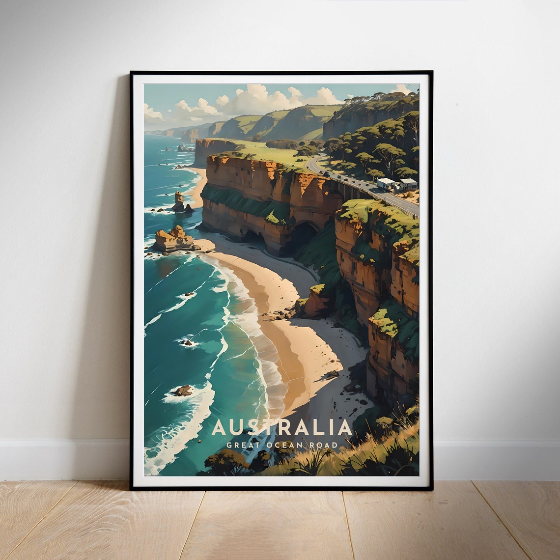 Great Ocean Road Australia Coastal Cliffs Vintage Travel Poster