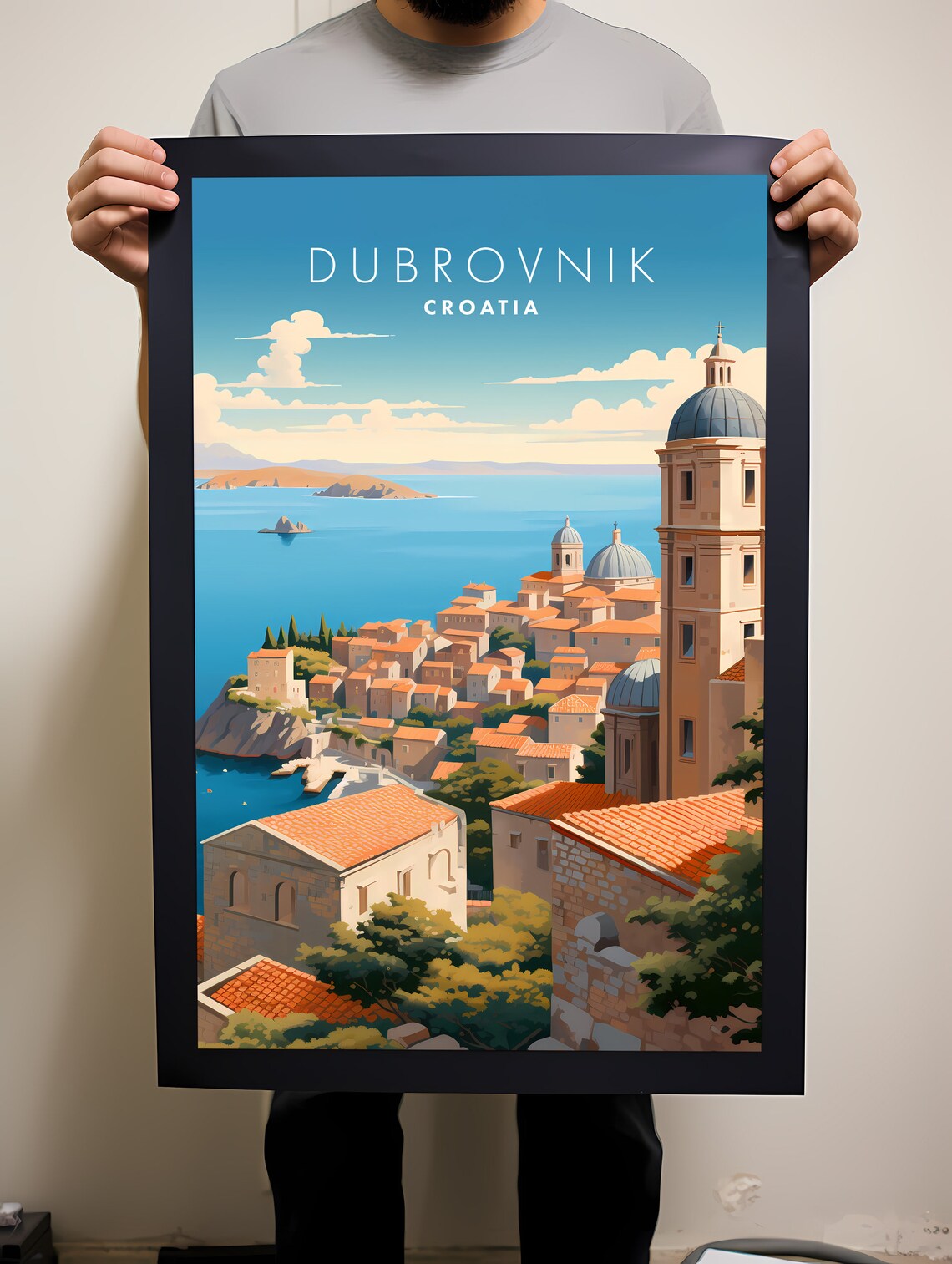 Dubrovnik Croatia Old Town Adriatic Coast Illustrated Poster - Image 2