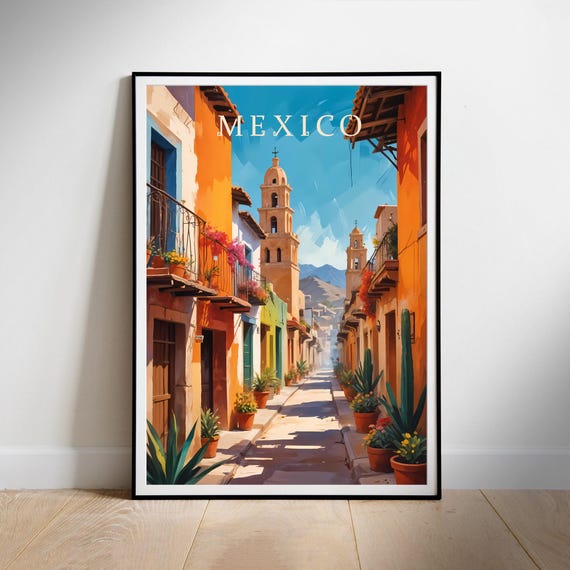 Mexico Travel Poster, Latin America Wall Art Print