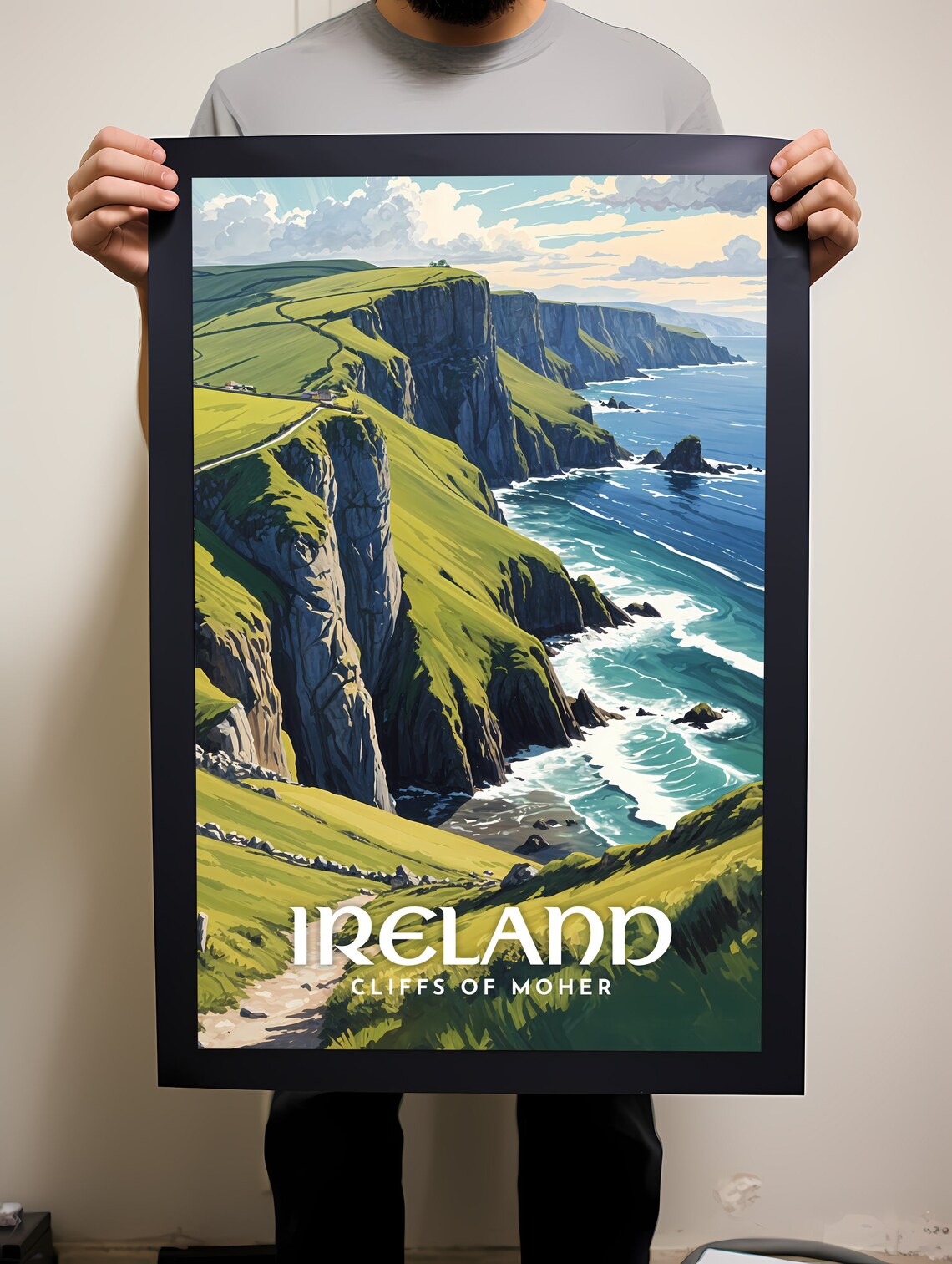 Ireland Travel Poster, Cliffs Of Moher Art Print