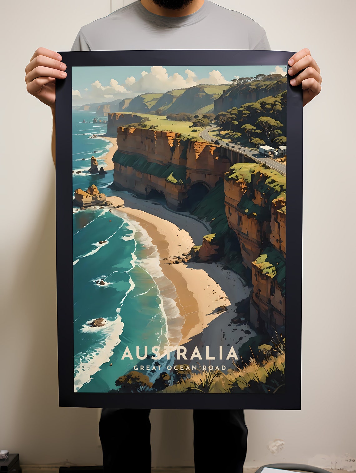 Great Ocean Road Australia Coastal Cliffs Vintage Travel Poster - Image 2