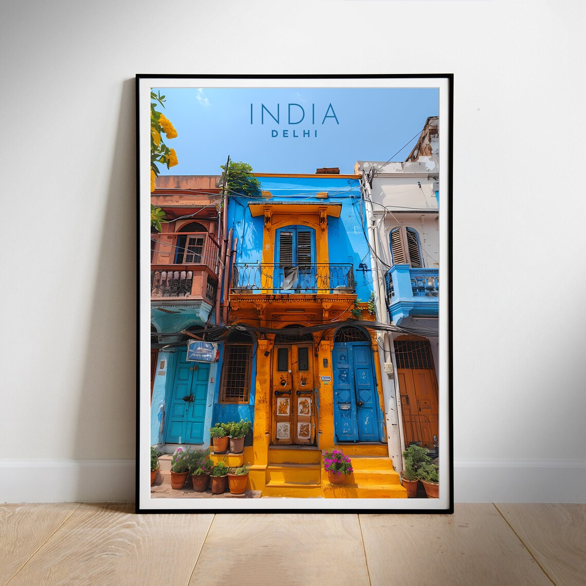 Delhi India Colorful Colonial Facades Street Travel Photography Poster