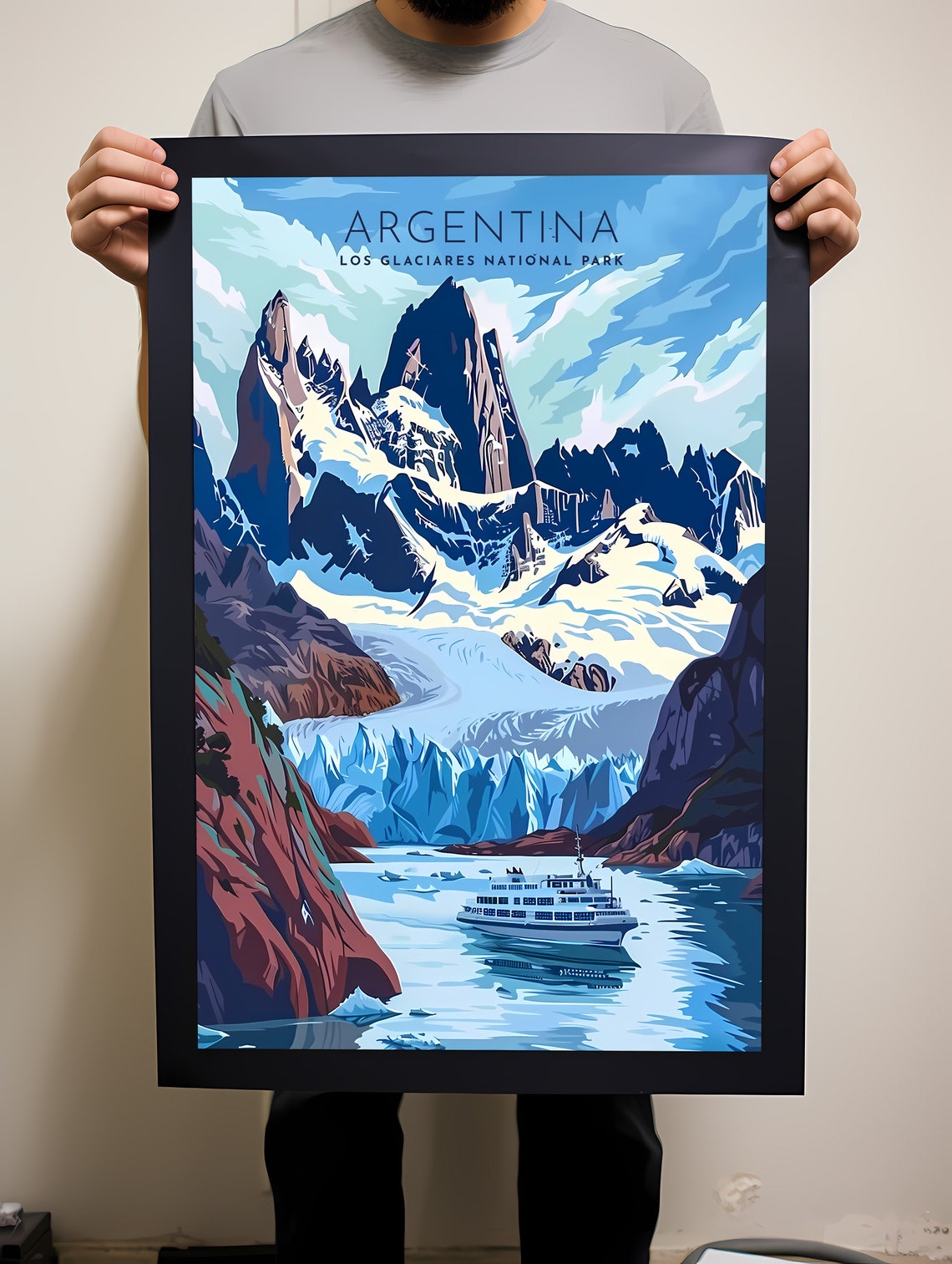 Argentina Los Glaciares National Park Glacier Peaks Travel Poster