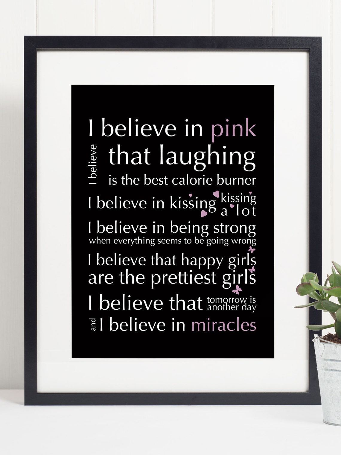 Audrey Hepburn Believe In Pink Inspirational Quotes Typography Print
