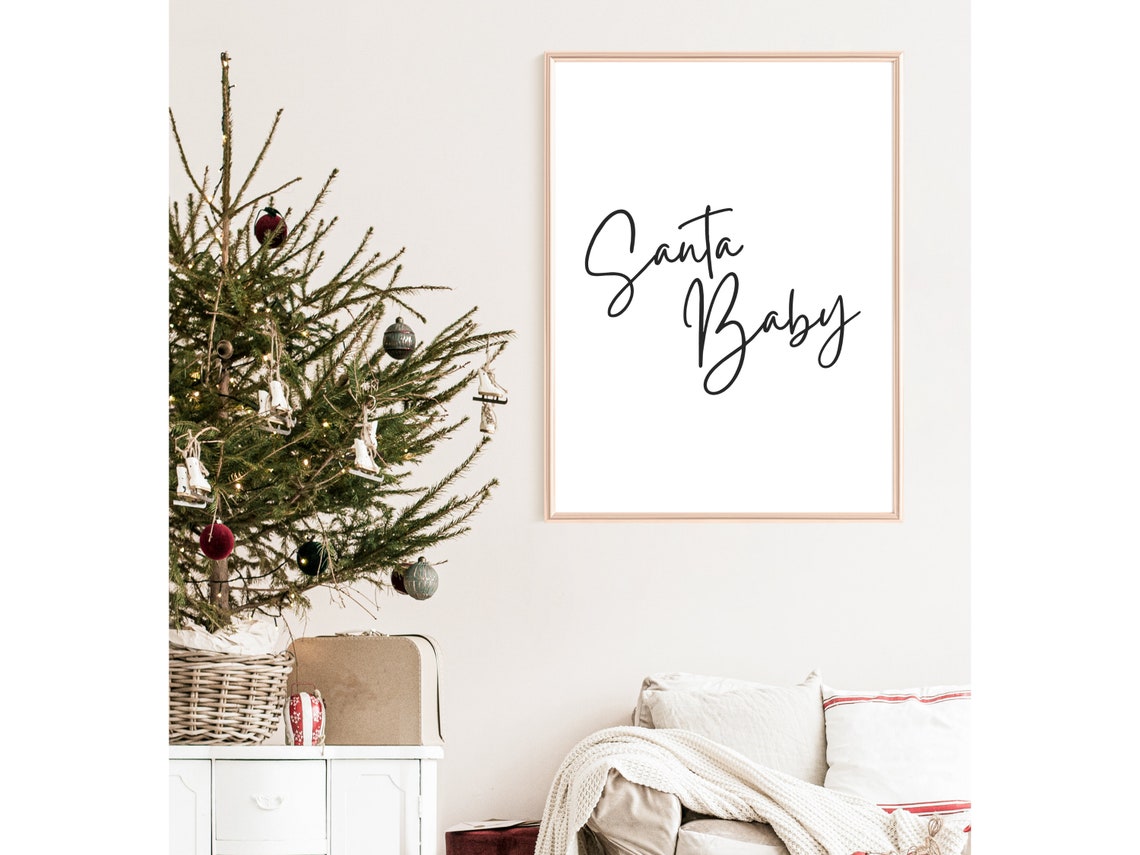 Santa Baby Christmas Script Typography Minimalist Holiday Poster - Image 2