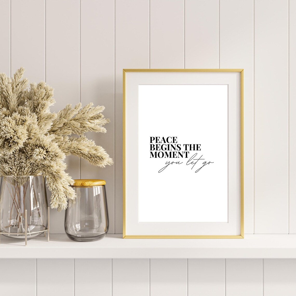 Peace Begins the Moment You Let Go Serene Script Inspirational Wall Print - Image 3