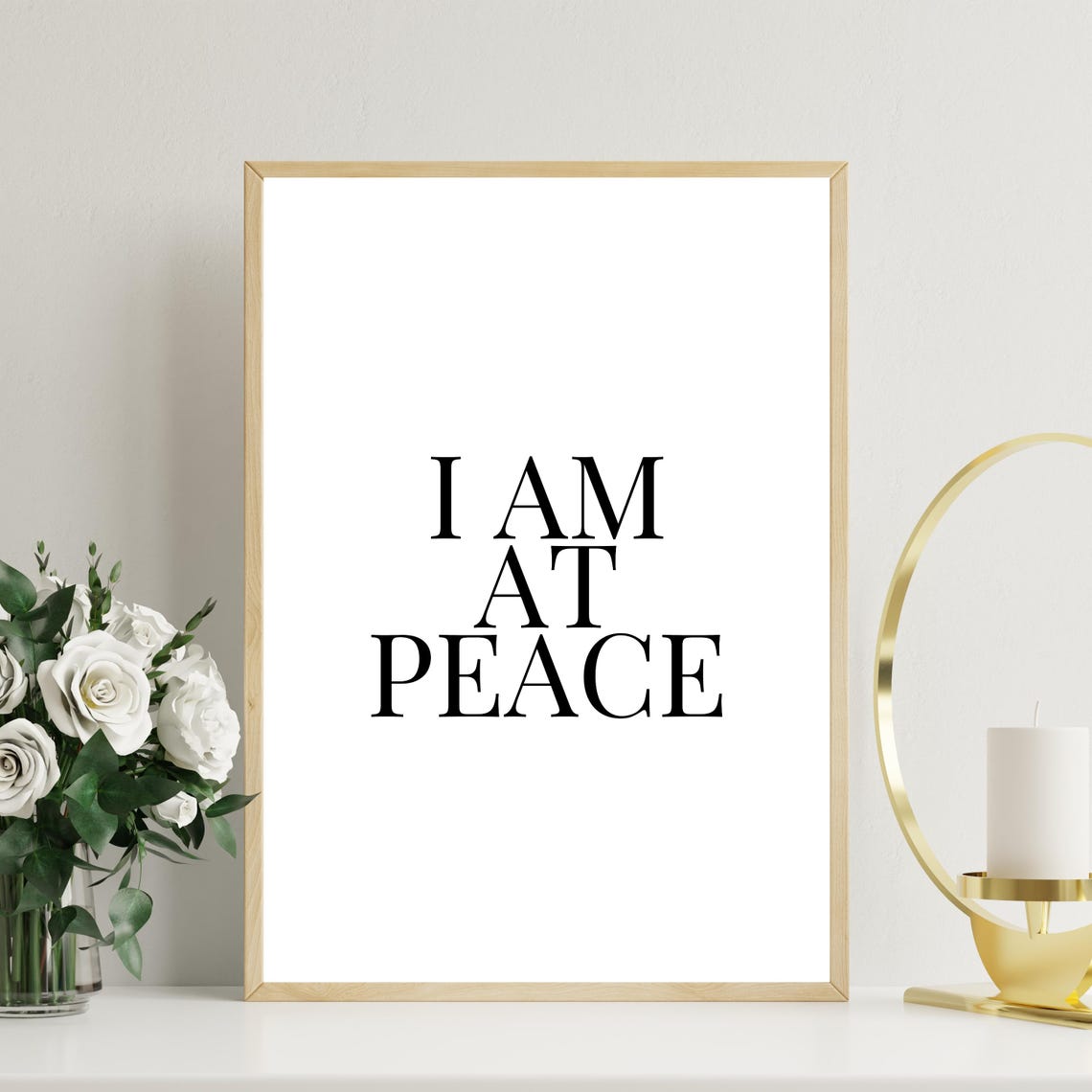 I Am At Peace Mindfulness Quote Calm Decor Typography Poster - Image 2