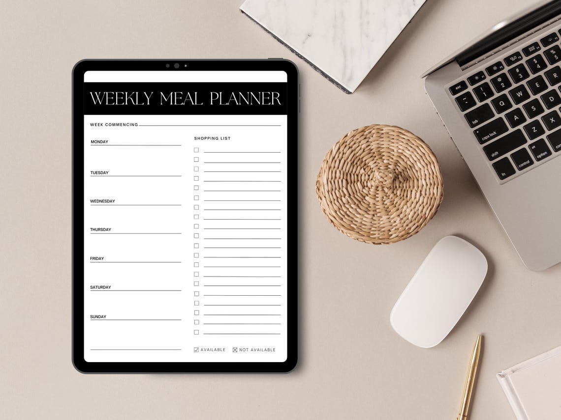 Weekly Meal Planner with Shopping List Minimalist Sheet Print - Image 3