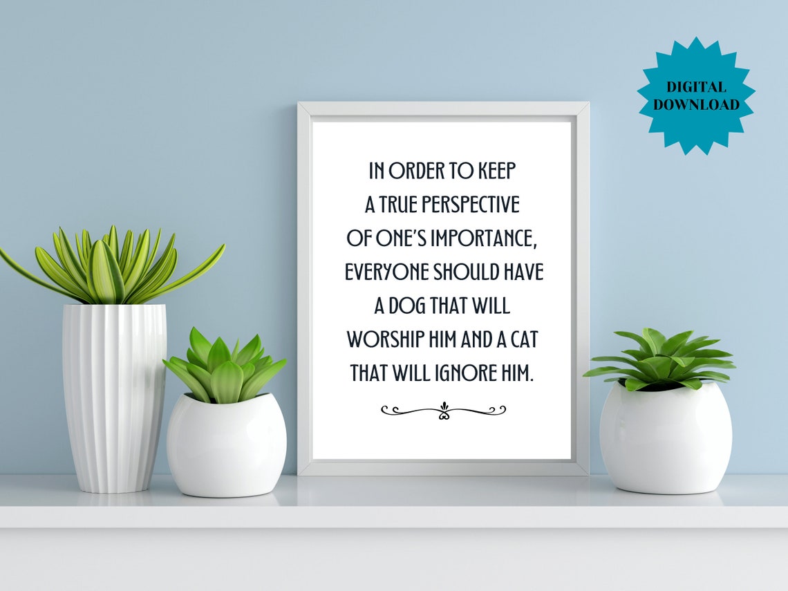 Dog Worship Cat Ignore Perspective Funny Pet Quote Typography Poster