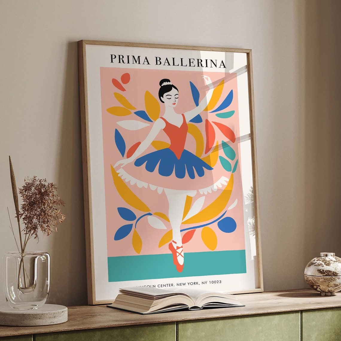 Prima Ballerina Lincoln Center Floral Pink Dancer NYC Poster