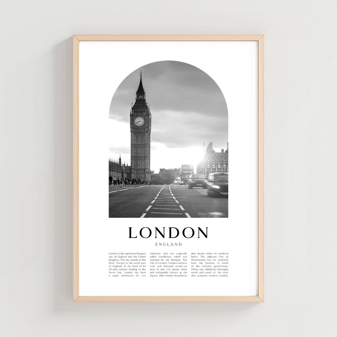 London England Black and White Big Ben Street Photography Poster