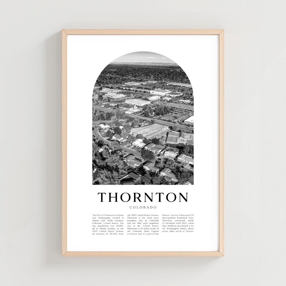 Thornton Colorado Suburban Aerial Black And White Photo Poster