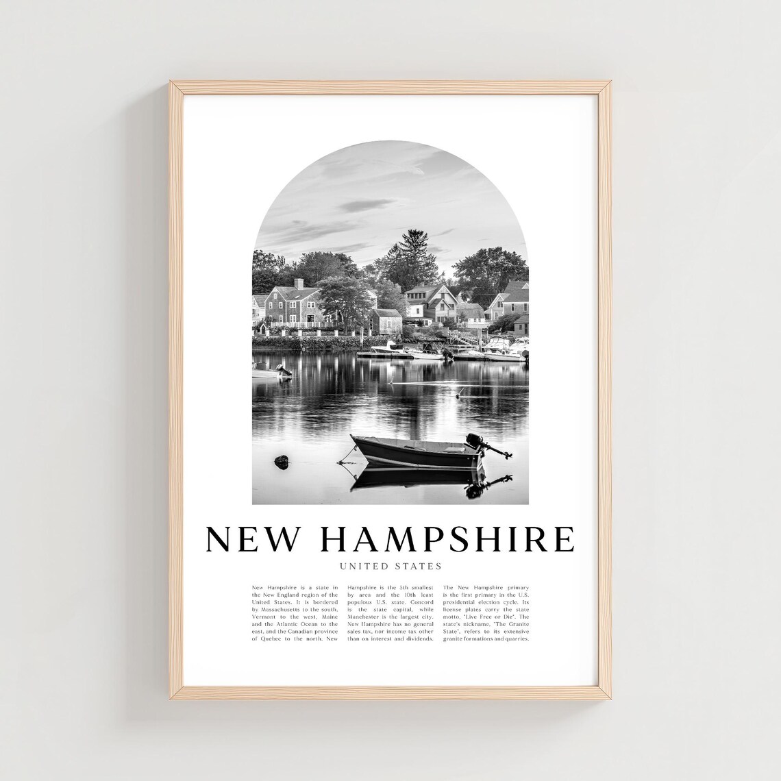 New Hampshire Harbor Boats Cottages Still Water Photo Poster