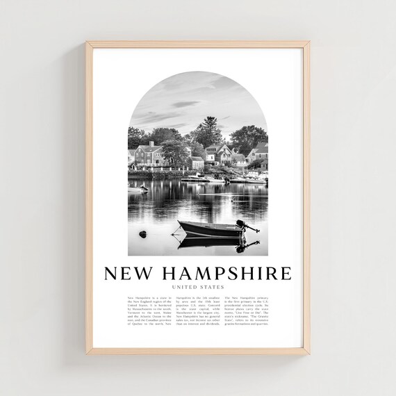 New Hampshire Harbor Boats Cottages Still Water Photo Poster