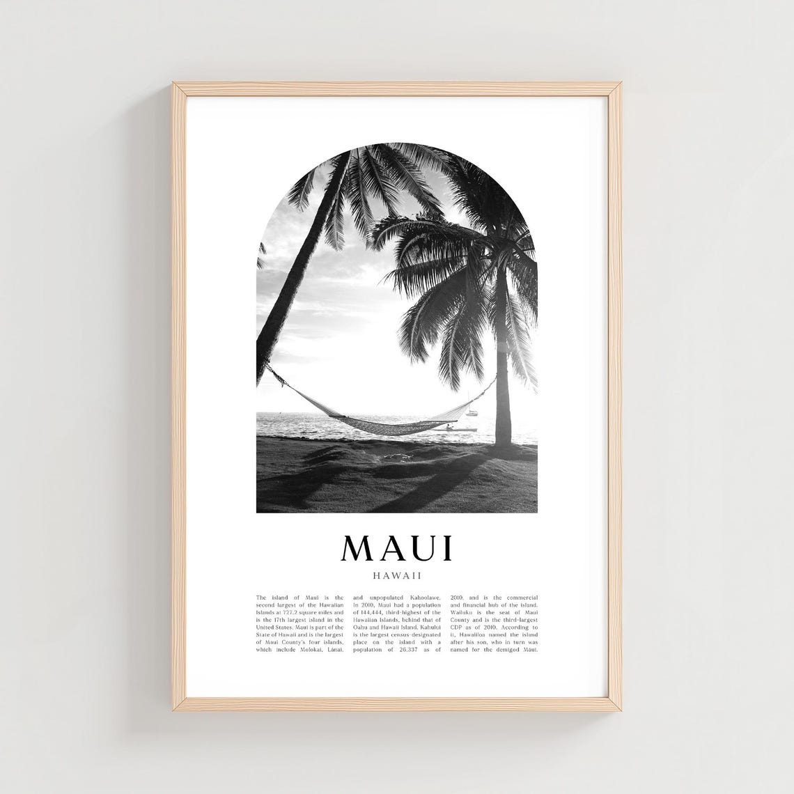 Maui Hawaii Palm Beach Hammock Black and White Minimalist Poster