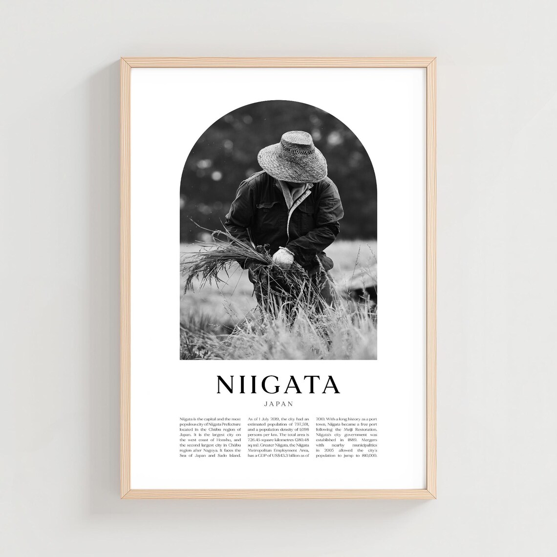 Niigata Japan Rice Harvest Farmer Black White Arch Photo Poster