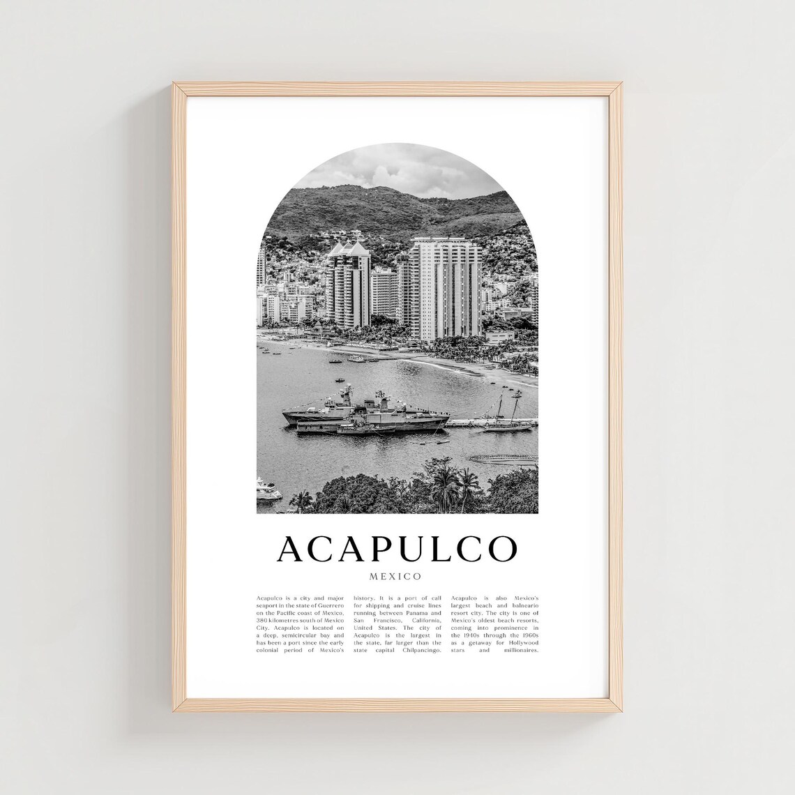 Acapulco Travel Poster Print Wall Art Mexico City Gift Decor Na203m