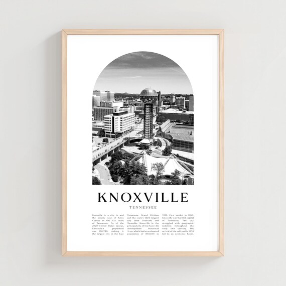 Knoxville Tennessee Sunsphere Skyline Black and White Poster