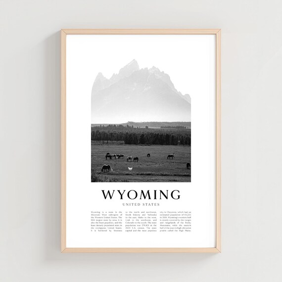Wyoming Grand Teton Horses Black White Photo United States Travel Poster