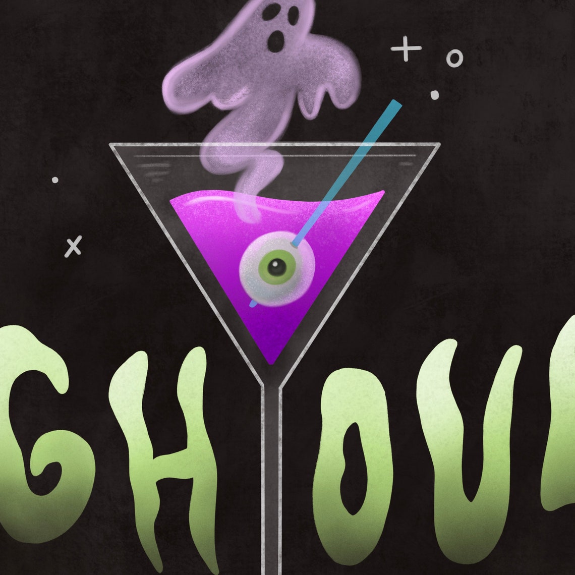 Halloween Print Ghoul Dinner Instant Fall Wall Art Cute Ghost Print Chalkboard Sign Cocktail Decor Girl Dinner - Image 2