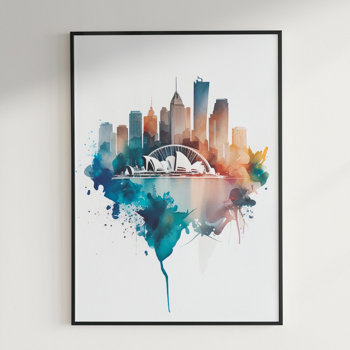 Sydney Opera House Skyline Australia Watercolor Travel Poster - Image 3