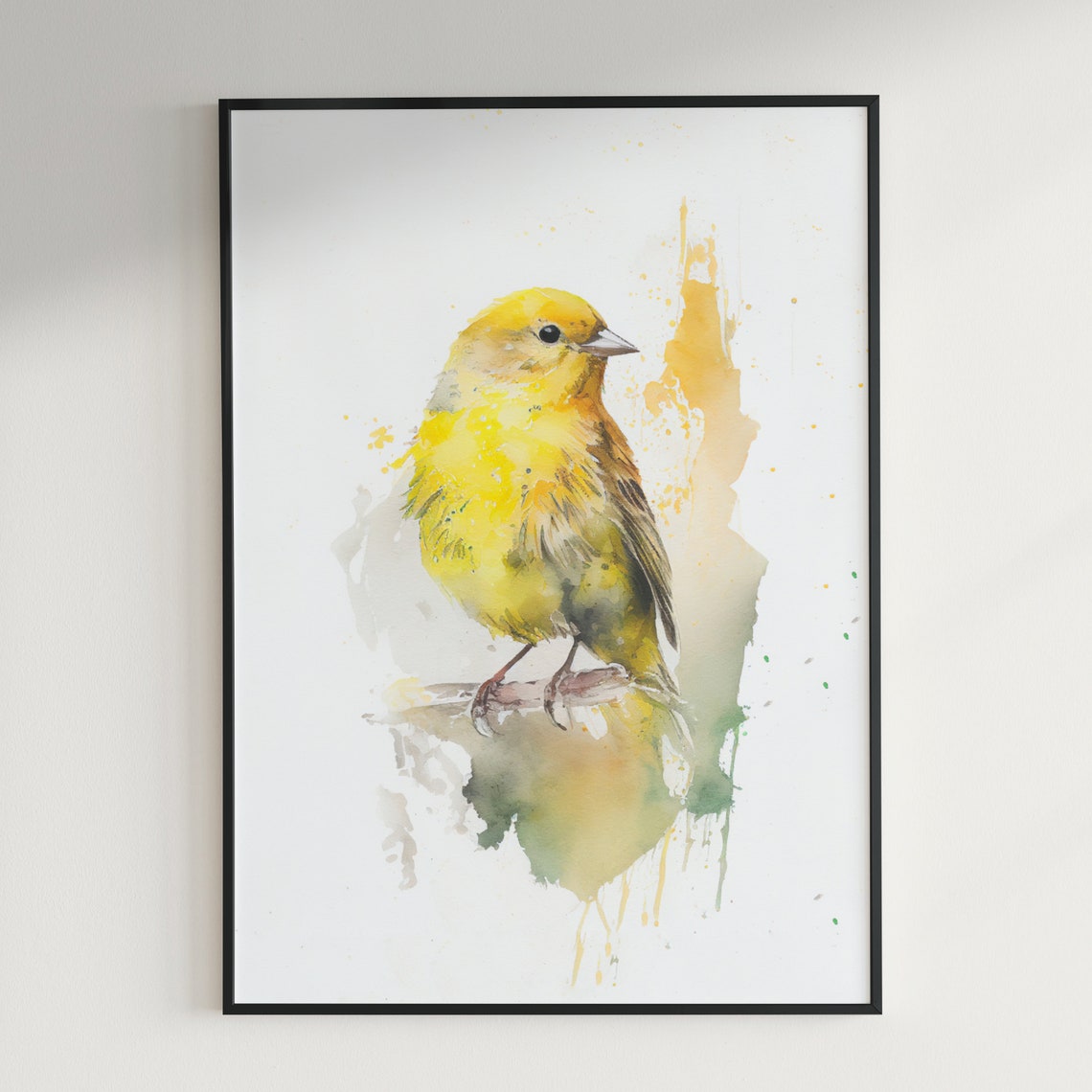 Golden Yellow Canary Bird Watercolor Painting Splash Art Poster - Image 3