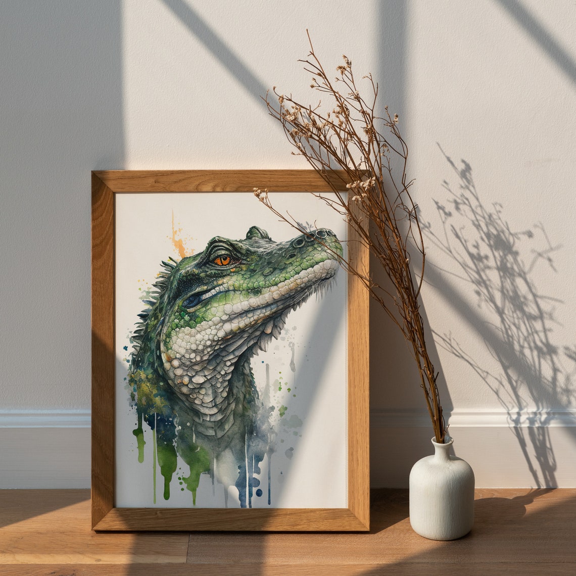 American Alligator Head Watercolor Reptile Portrait Wildlife Poster - Image 2
