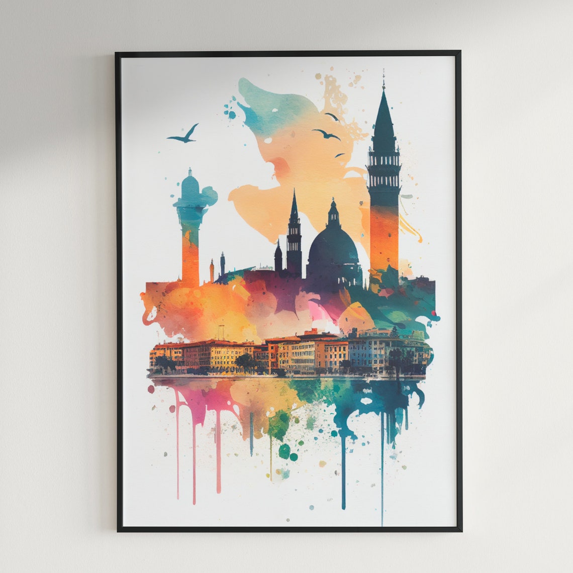 Venice Italy Watercolor City Skyline Grand Canal Style Poster - Image 3