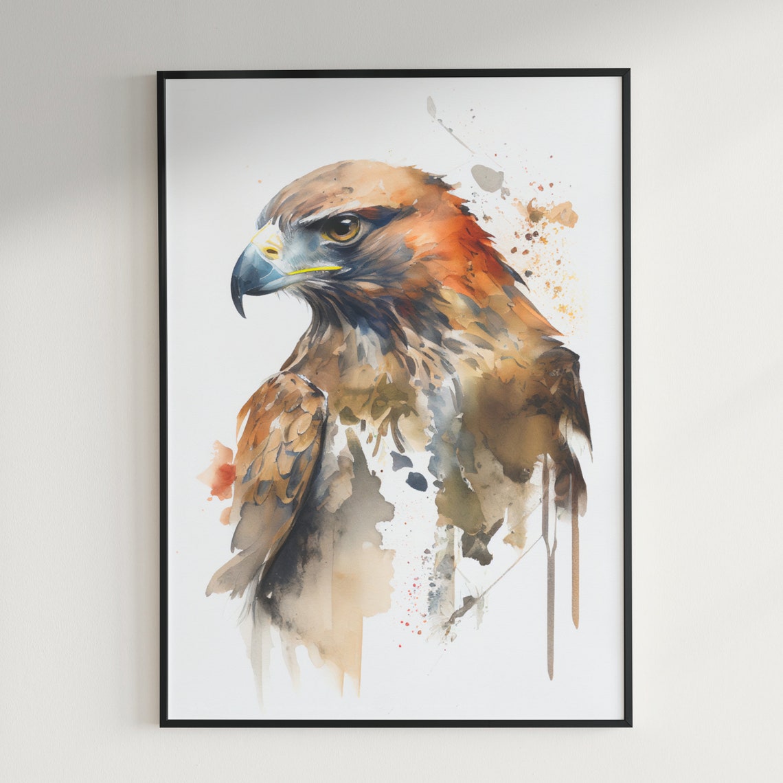Majestic Hawk Profile Watercolor Raptor Bird of Prey Wall Art - Image 3