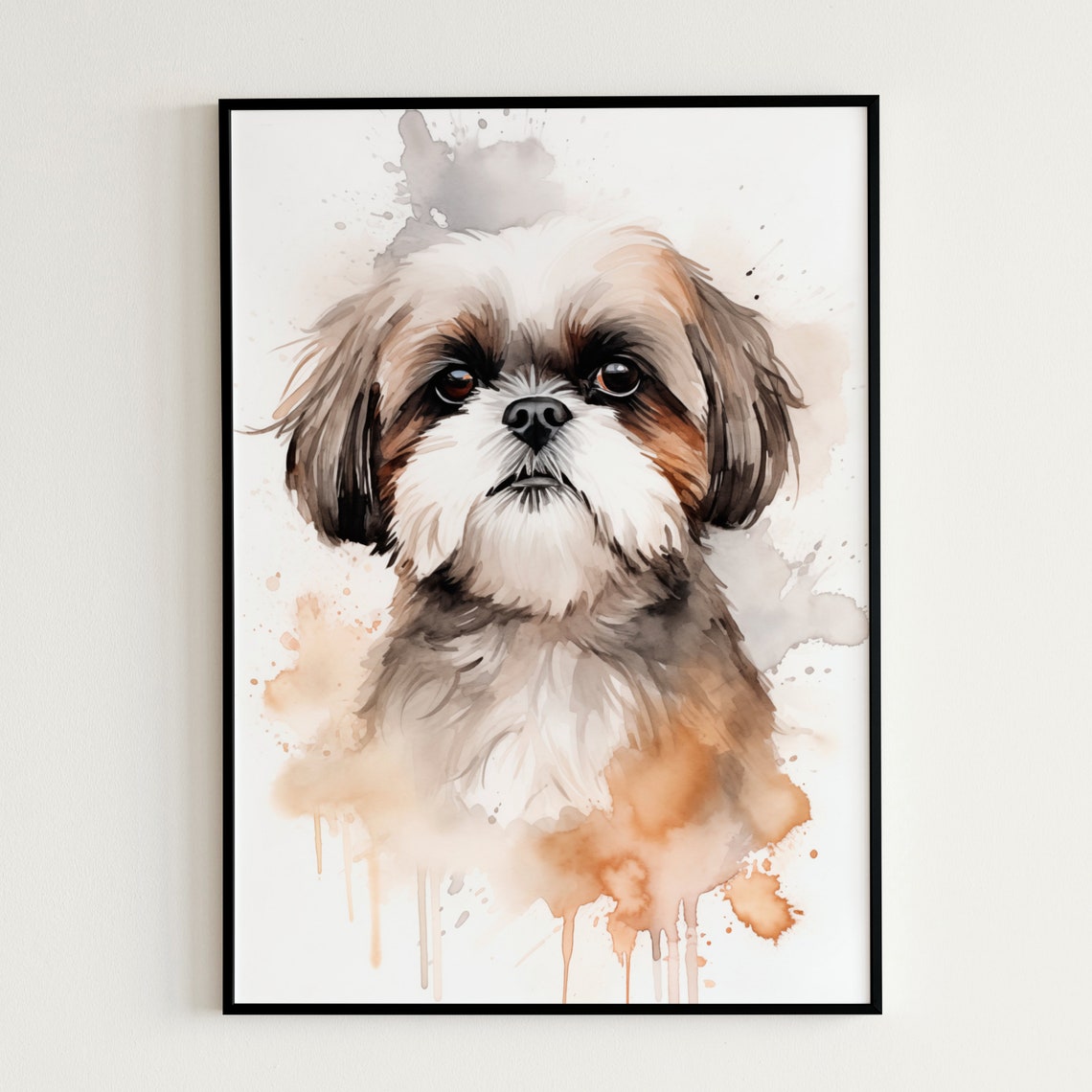 Shih Tzu Puppy Watercolor Dog Portrait Cute Pet Lover Wall Art - Image 3