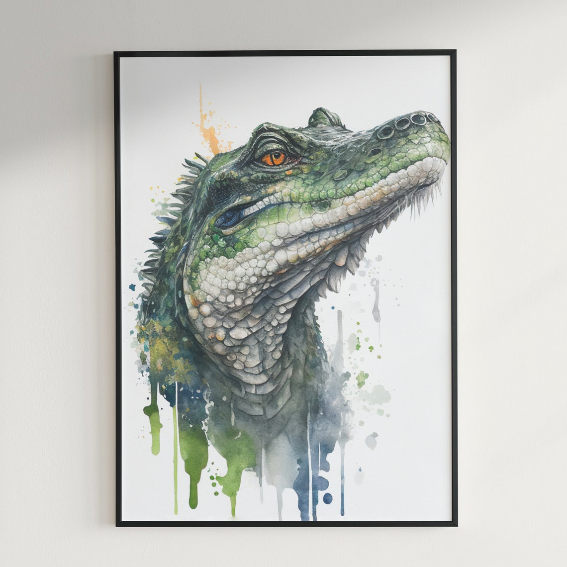 American Alligator Head Watercolor Reptile Portrait Wildlife Poster - Image 3