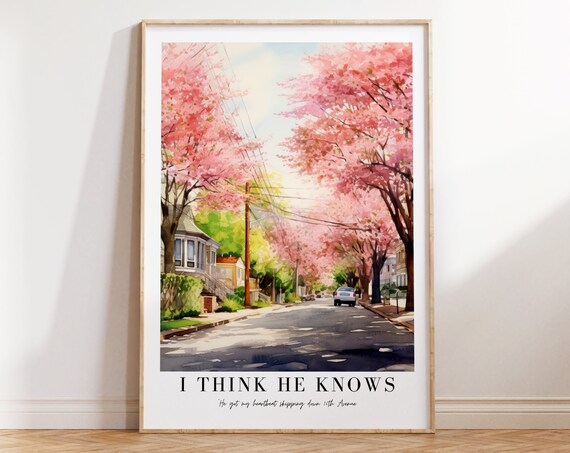 Taylor Swift I Think He Knows Cherry Blossom Street Lyric Poster