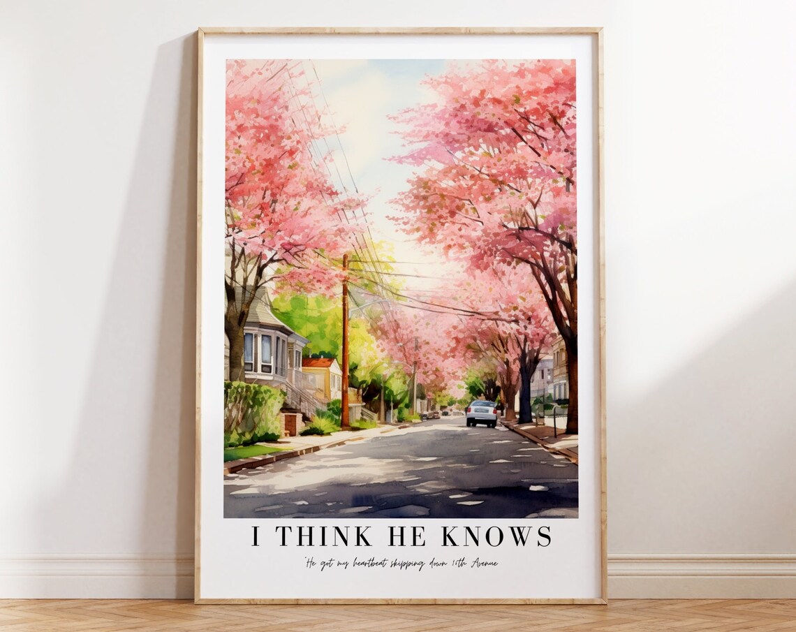 Taylor Swift I Think He Knows Cherry Blossom Street Lyric Poster