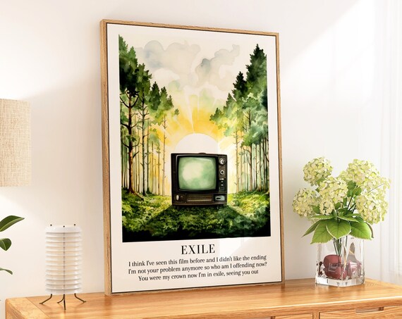 Taylor Swift Exile Lyrics Retro Television Forest Scene Poster