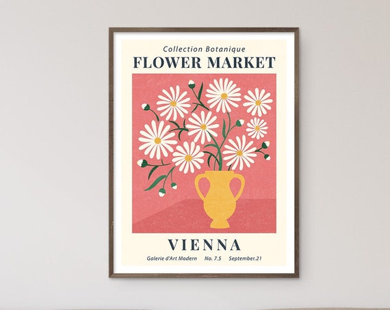 Flower Market Print Wall Art Spring Flowers Chamomile Floral Art Botanical Gallery Museum Exhibition Poster Flower Market Poster