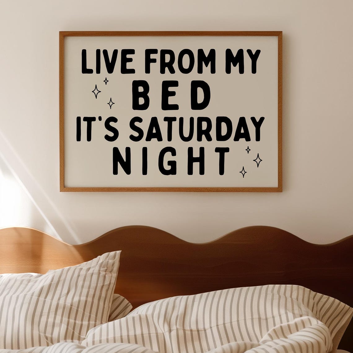 Live From My Bed Its Saturday Night Funny Introvert Bedroom Poster