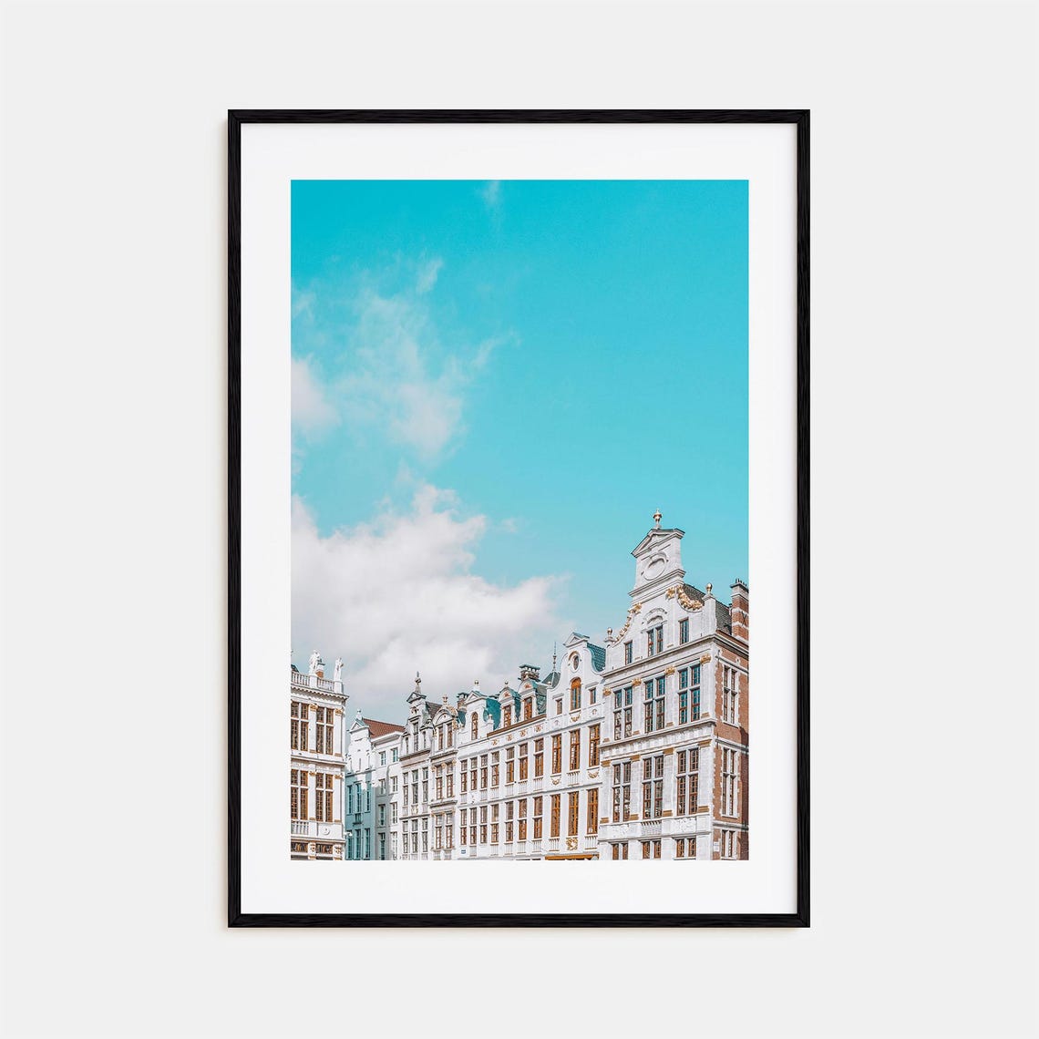 Brussels Grand Place Ornate Guild Houses Under Blue Sky Poster