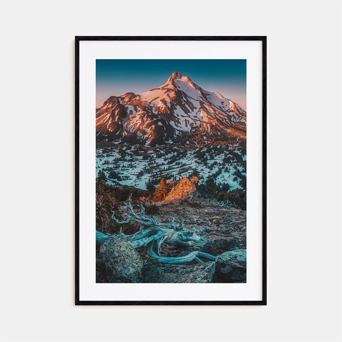 Oregon Volcano Peak Sunrise Alpenglow Snow Capped Summit Poster