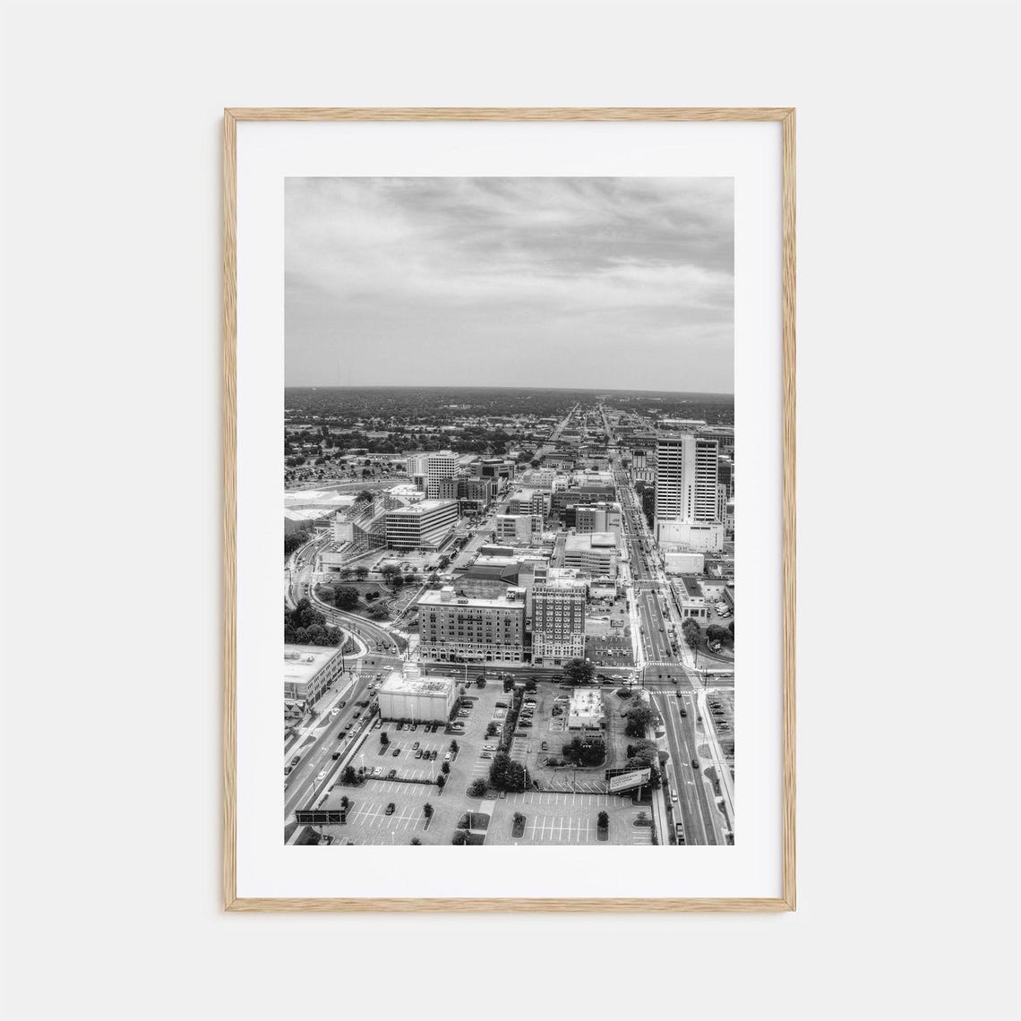 Fort Wayne Indiana Black And White Aerial Downtown Skyline Poster