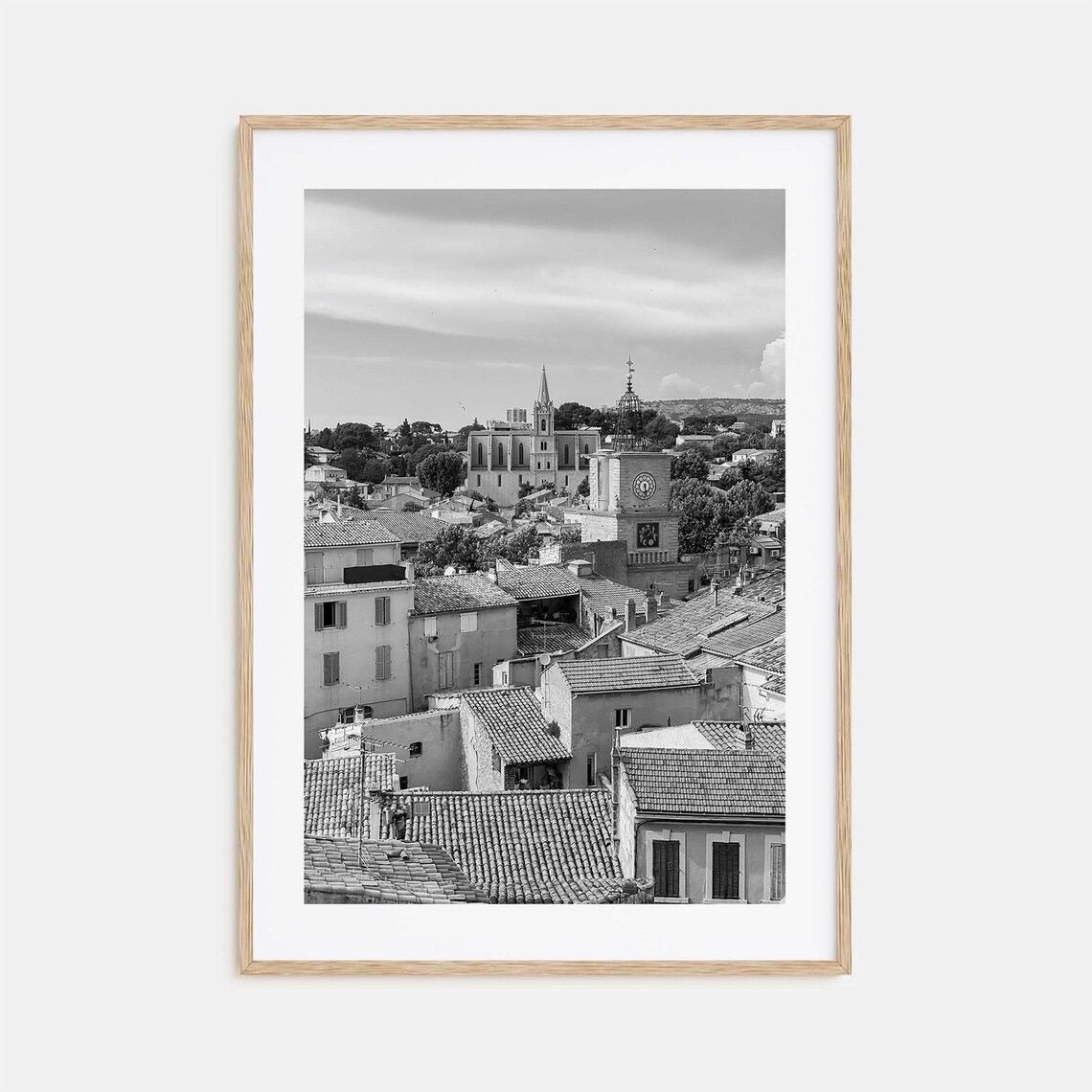 Aix En Provence France Old Town Rooftops Black and White Poster