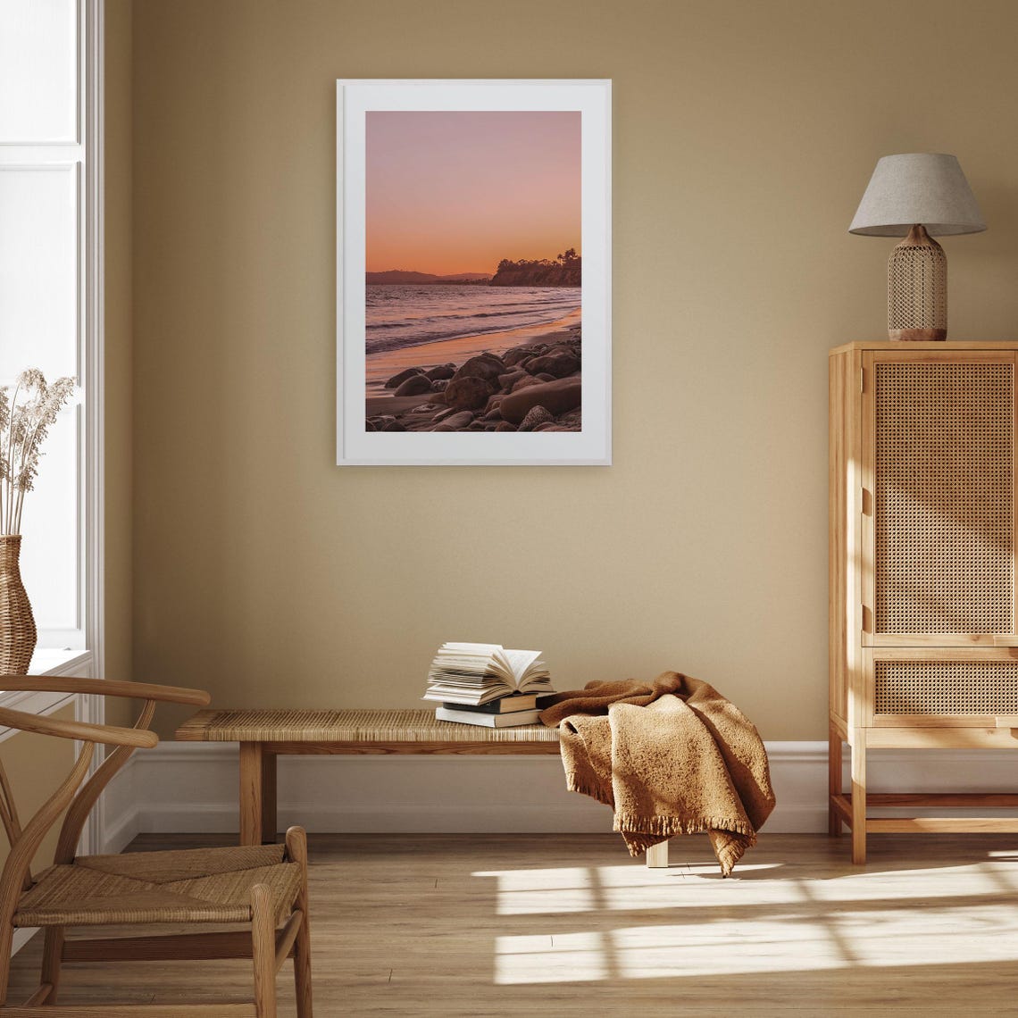 Santa Barbara Beach Sunset Boulders Cliffs Ocean Shore Poster - Image 3