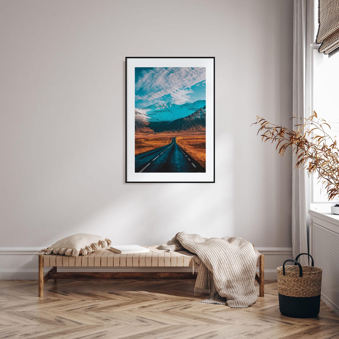 Iceland Snowcapped Mountains Beyond an Empty Open Road Print - Image 2
