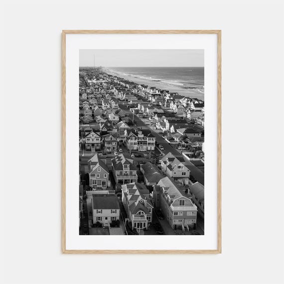 Jersey Shore Black And White Travel Map Poster