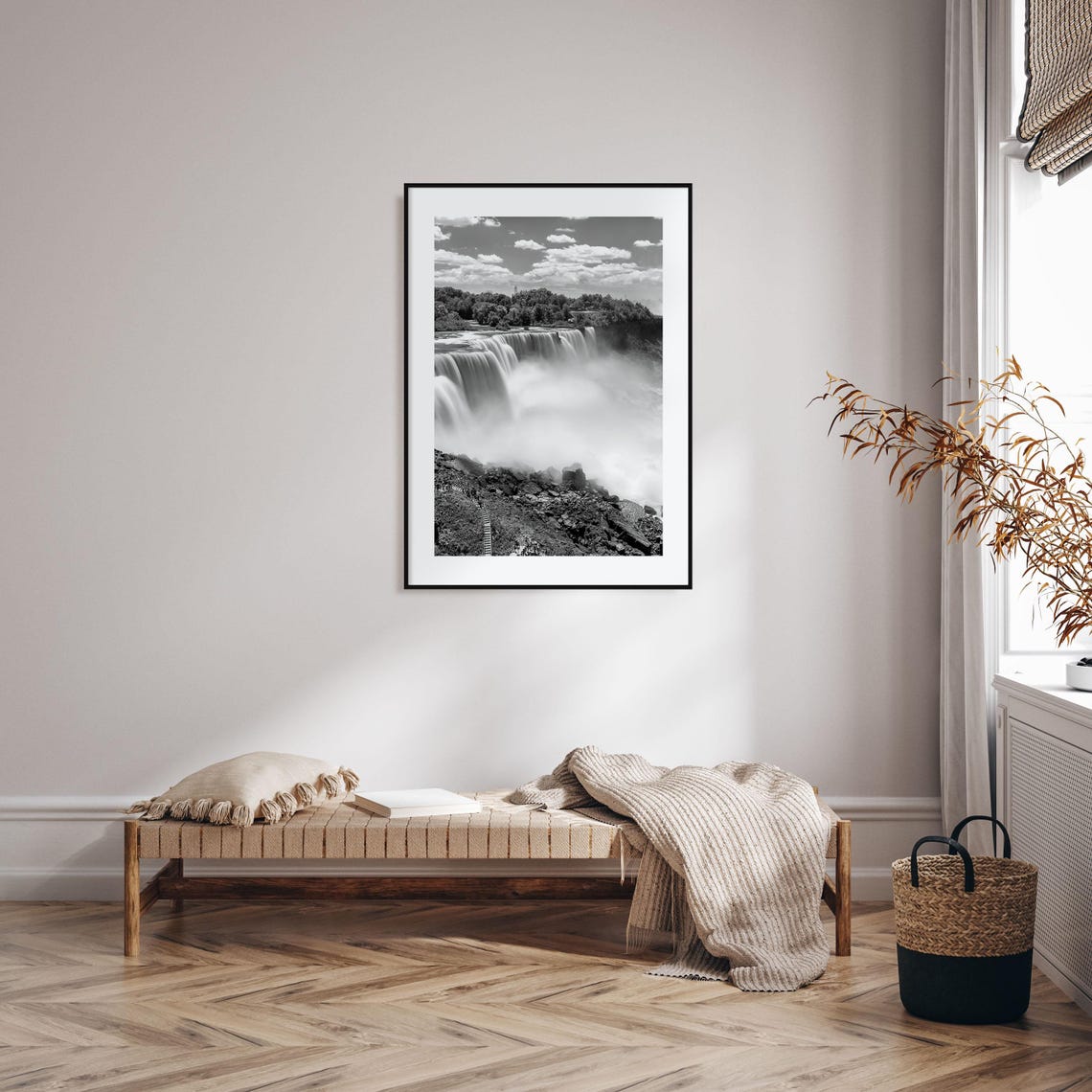 Niagara Falls Horseshoe Falls Waterfall Black and White Poster - Image 2