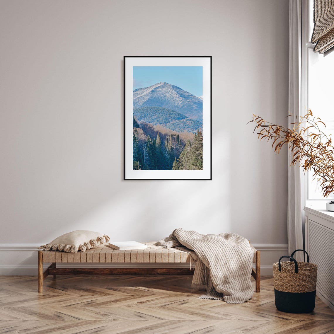 Adirondack Mountains Peak Rising Above Forest Blue Sky Photo Poster - Image 2