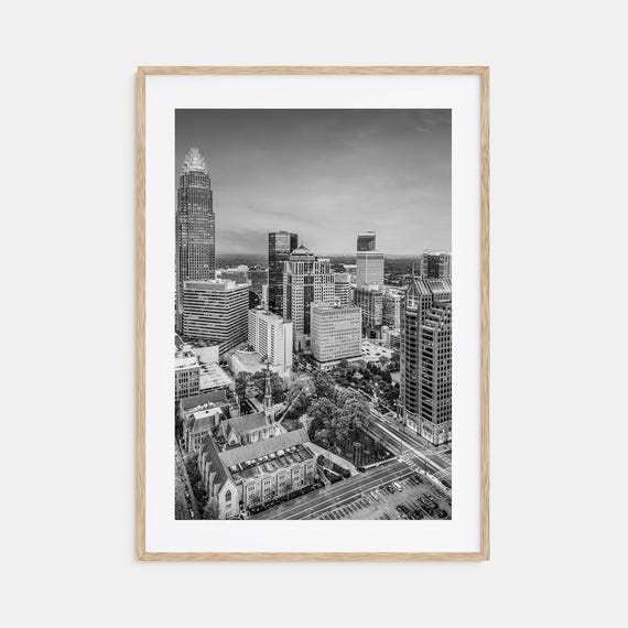 Charlotte Travel Poster, Black And White Map Art