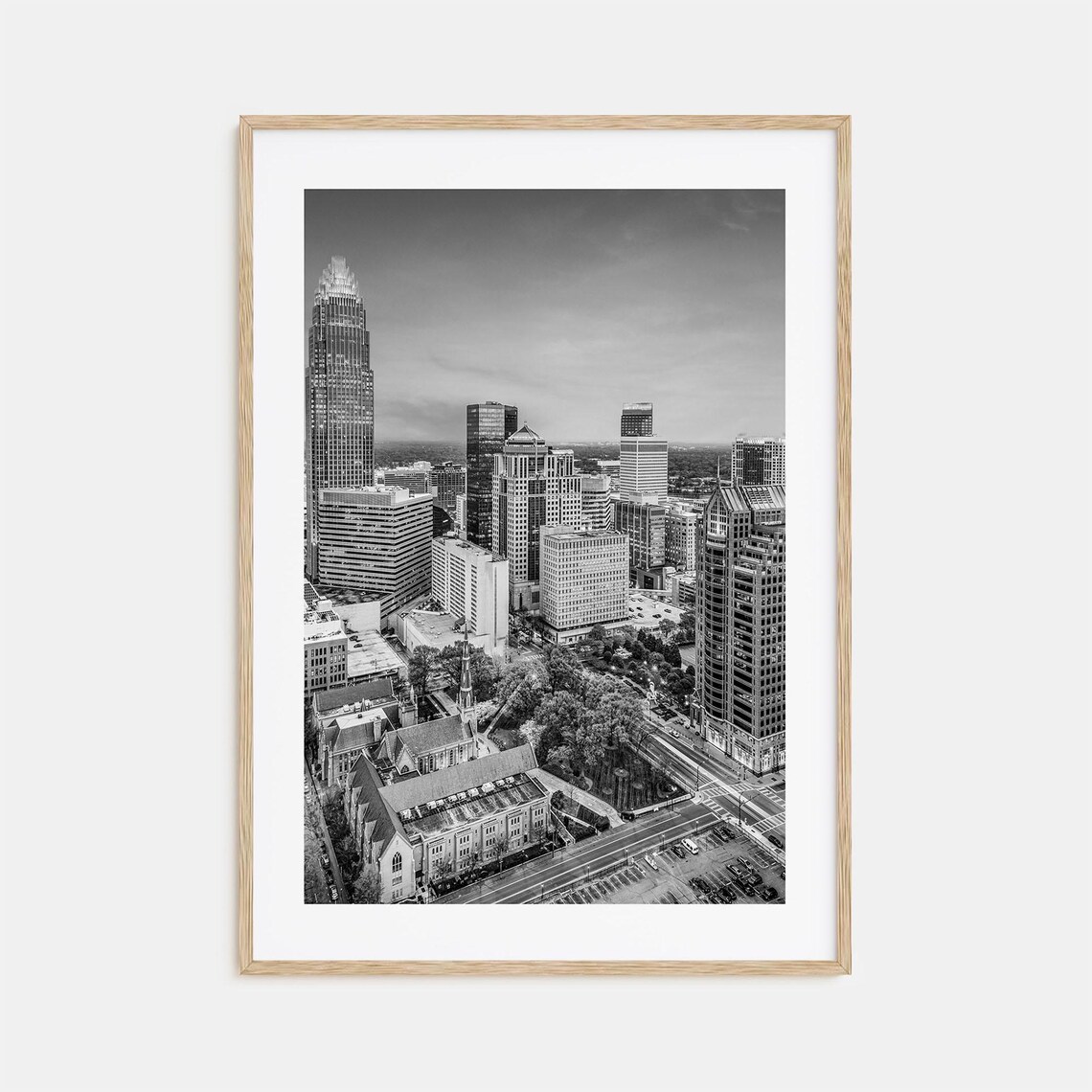 Charlotte Travel Poster, Black And White Map Art