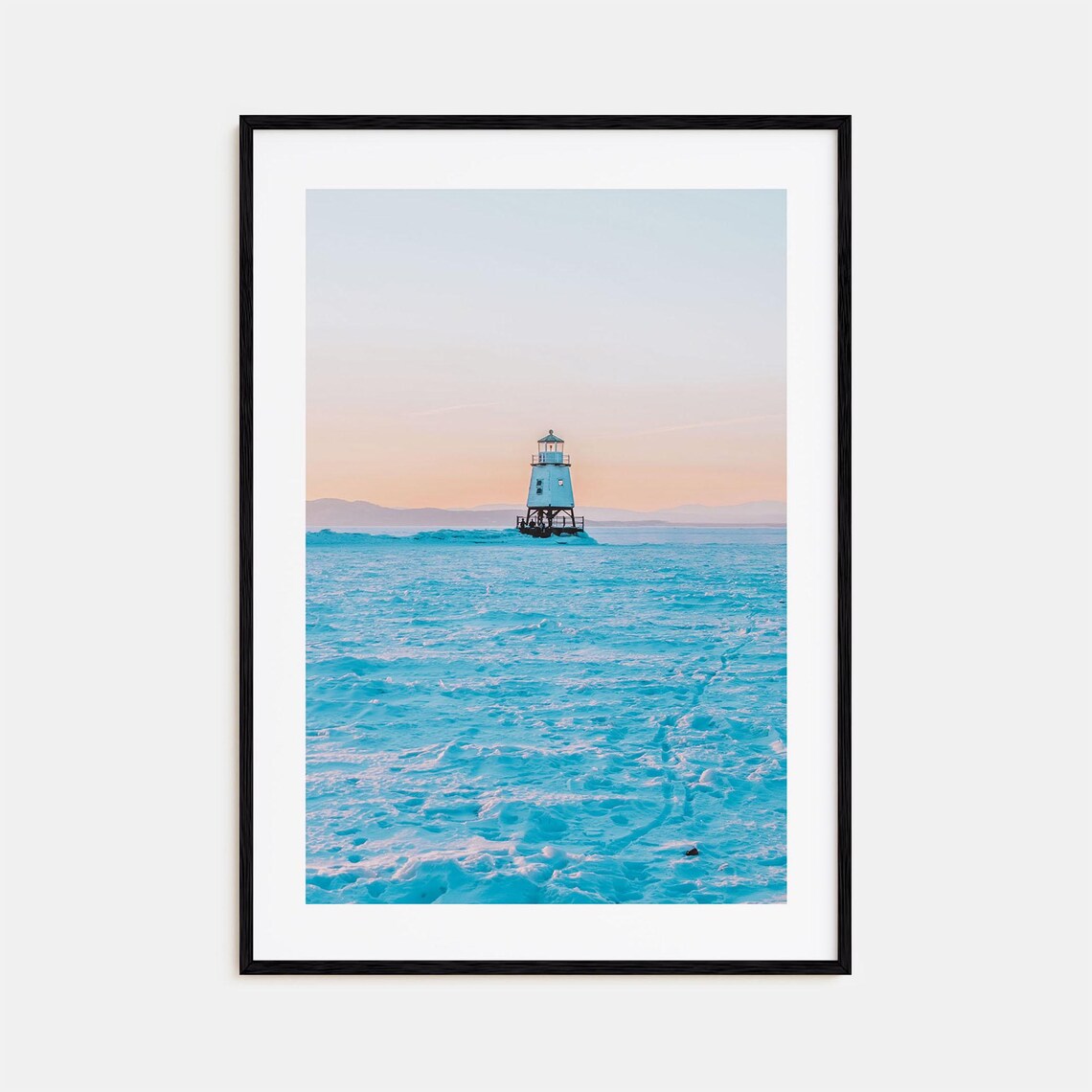 Burlington Vermont Frozen Lake Lighthouse Colorful Photography Poster