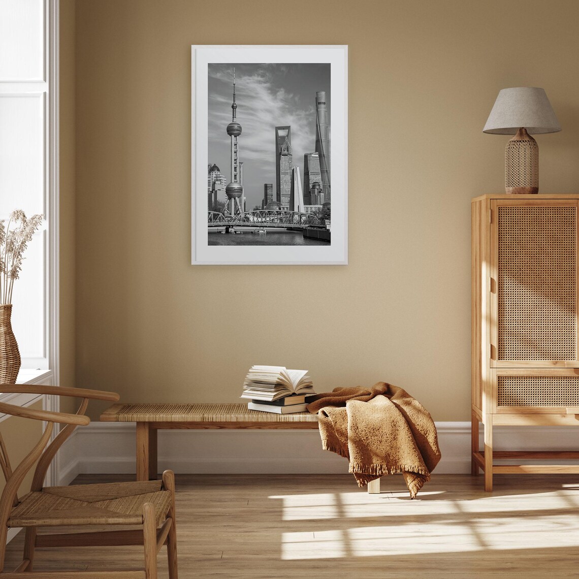 Shanghai Black And White Travel Poster Print - Image 3